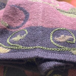 Peruvian Connection Burgundy Sleeveless Jacket with Leaf Design